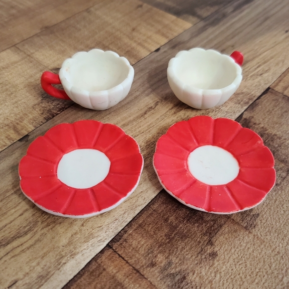 Vintage R.O.C mini snowman ceramic tea set teapot cups saucers holiday Christmas - Picture 12 of 16